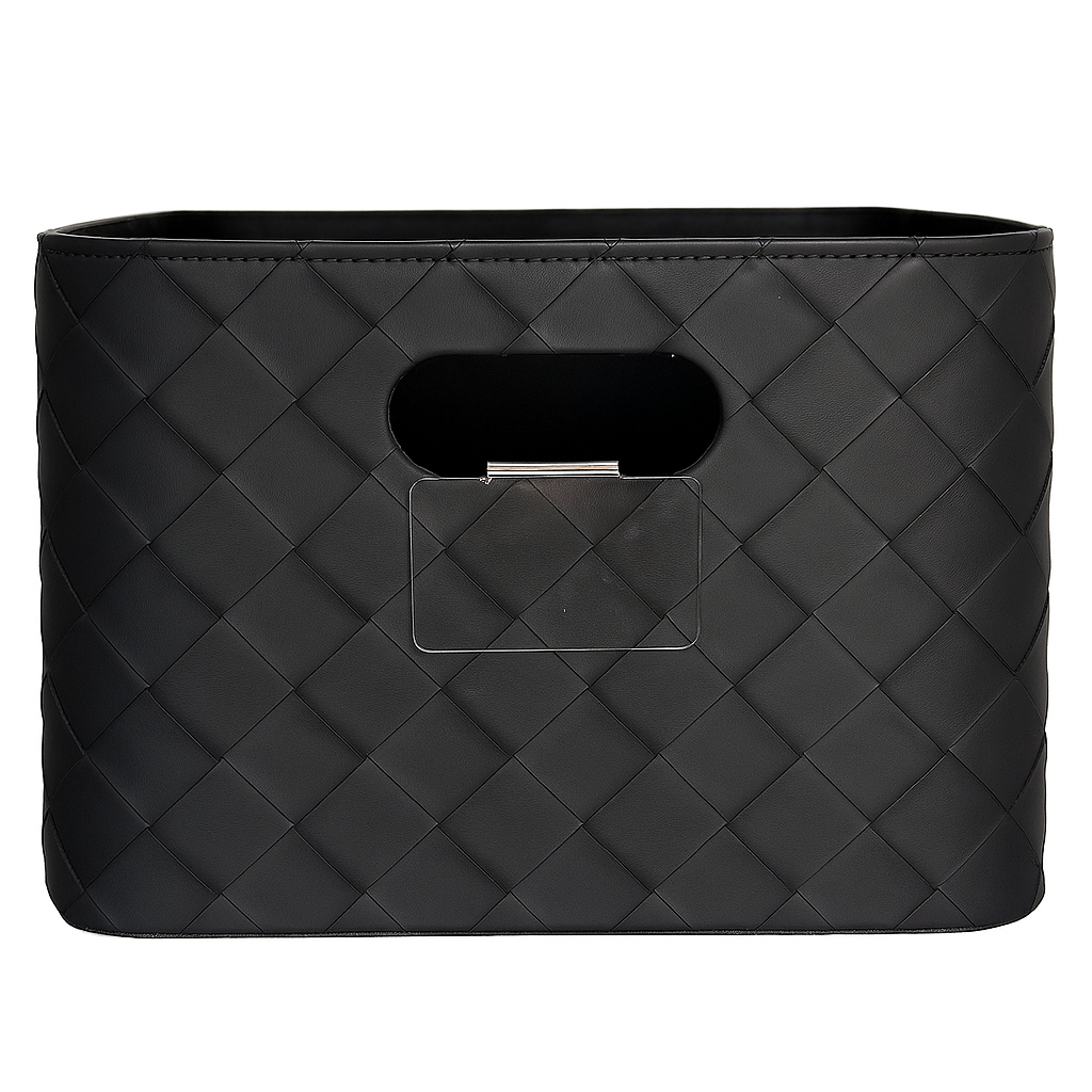 Leather Woven Bin (Black)